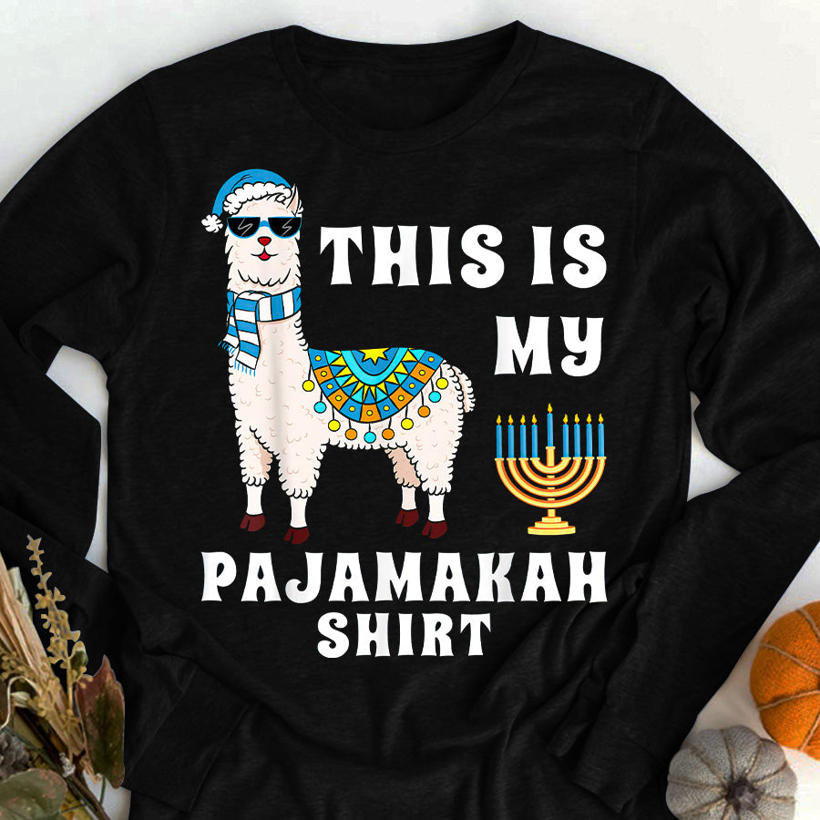 This is My Pajamakah Shirt Funny Llama Hanukkah Pajama T Shirt, Funny Hanukkah Shirts, Chanukah Gifts