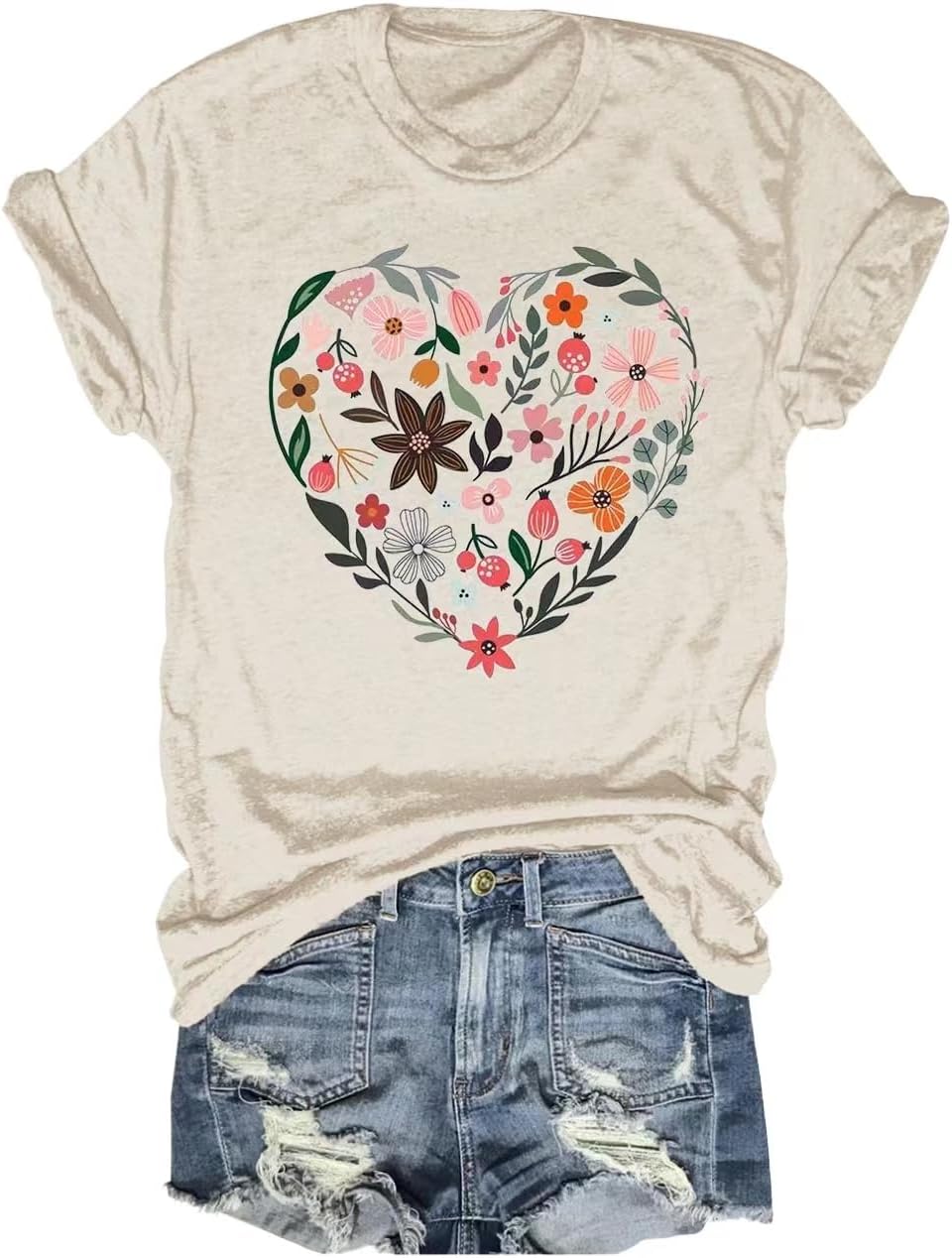 Women's Vintage Flowers Shirt Casual Boho Floral Printed T-Shirt Sunflower Wildflowers Graphic Tees Tops for Girl