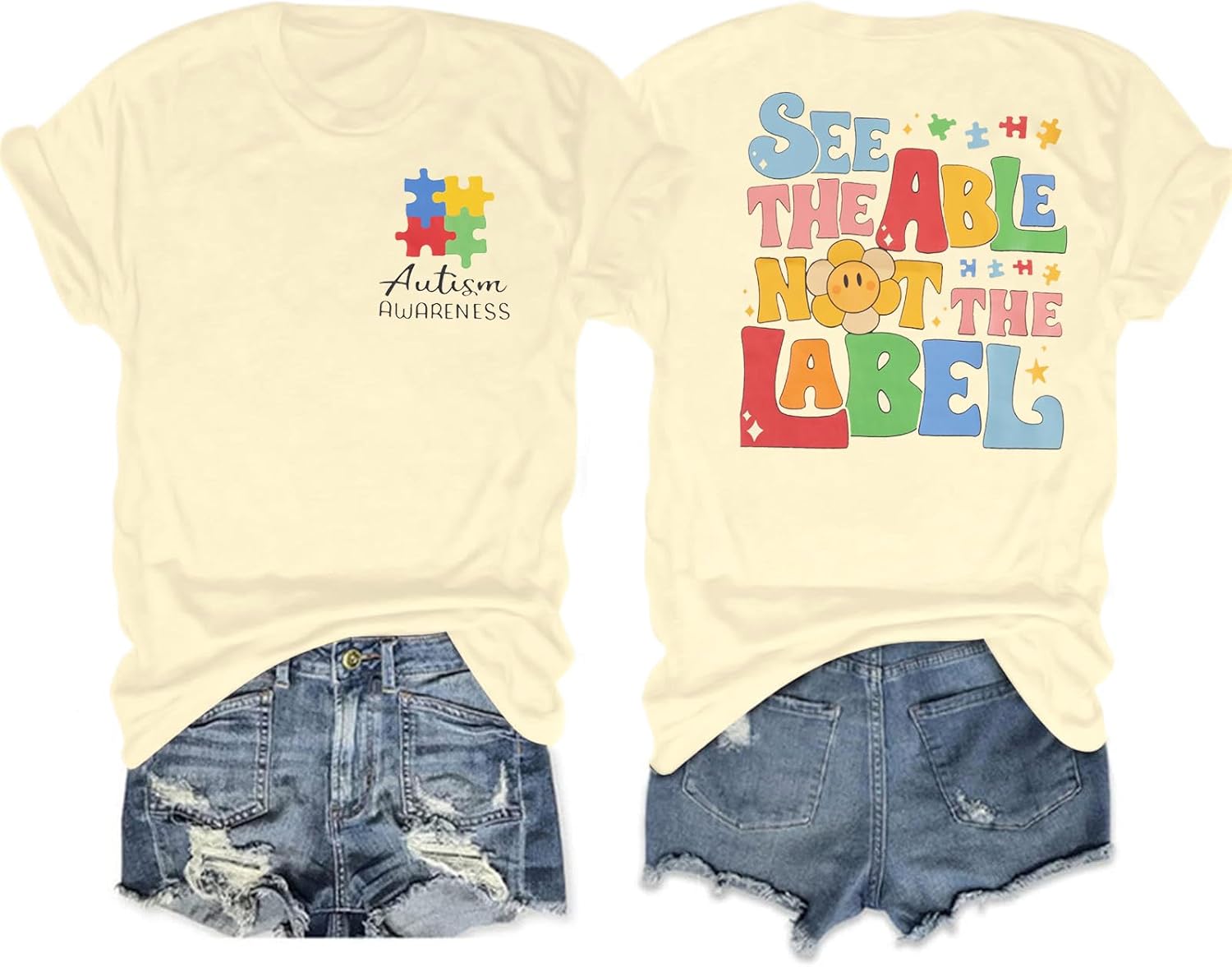 Autism Awareness Shirt Women See The Able Not The Label Autism Shirt Casual Inspirational Short Sleeve Positive Tee Tops