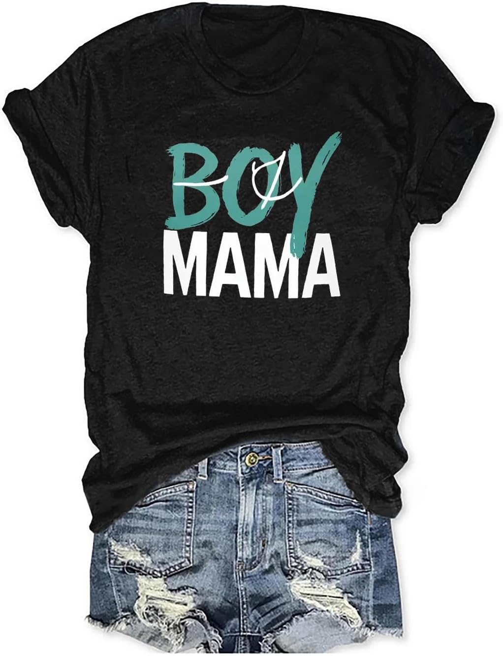 Womens Boy Mama Shirt Casual Letter Printed Boy Mom T-Shirts Short Sleeve Mother's Day Graphic Tee Tops Mother Shirt