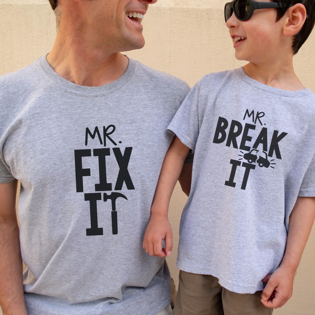 Mr Break It Mr Fix It Funny Dad Son Matching Father's Day T-Shirt, Dad and Baby Matching Outfits, Father Son Matching, Twin Dad, Daddy Daughter Matching Shirts, Birthday Gift for Dad, New Dad Gifts.