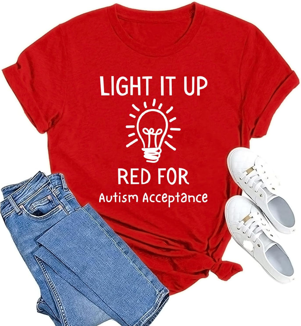 MAIHUN Autism Awareness Shirt for Women - Accept, Understand, Love Autism - Teacher Tshirt - Support Month Tee