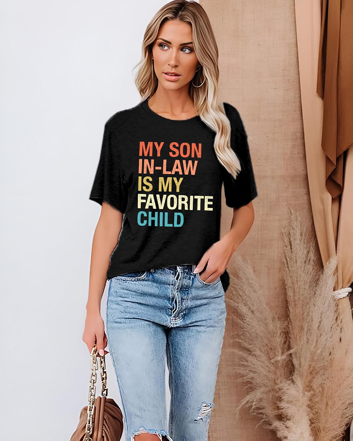 Mama Shirts Women My Son in Law is My Favorite Child Shirt Mother's Day T Shirts Gift Mom Short Sleeve Tops