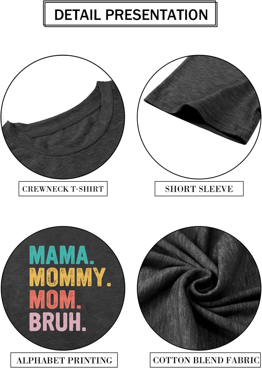 Mama Shirt for Women Mama Mommy Mom Bruh Mother's Day T Shirts Funny Short Sleeve Casual Tops Tees Mother Shirt