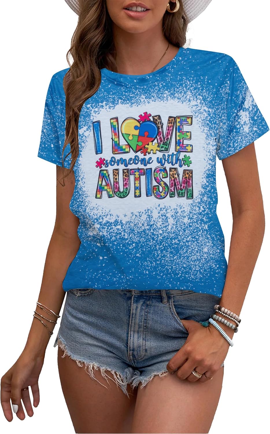Autism Awareness Shirt Women Autism Shirts Autism Support Tops in April Blue Autism Mom Clothes Special Education Tees
