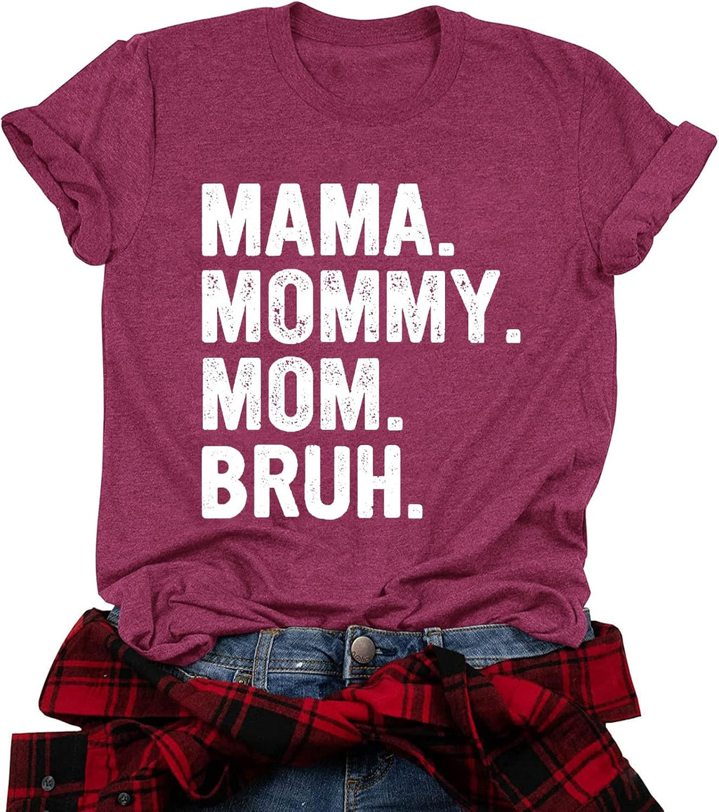 Mama Shirt for Women Mama Mommy Mom Bruh Mother's Day T Shirts Funny Short Sleeve Casual Tops Tees Mother Shirt