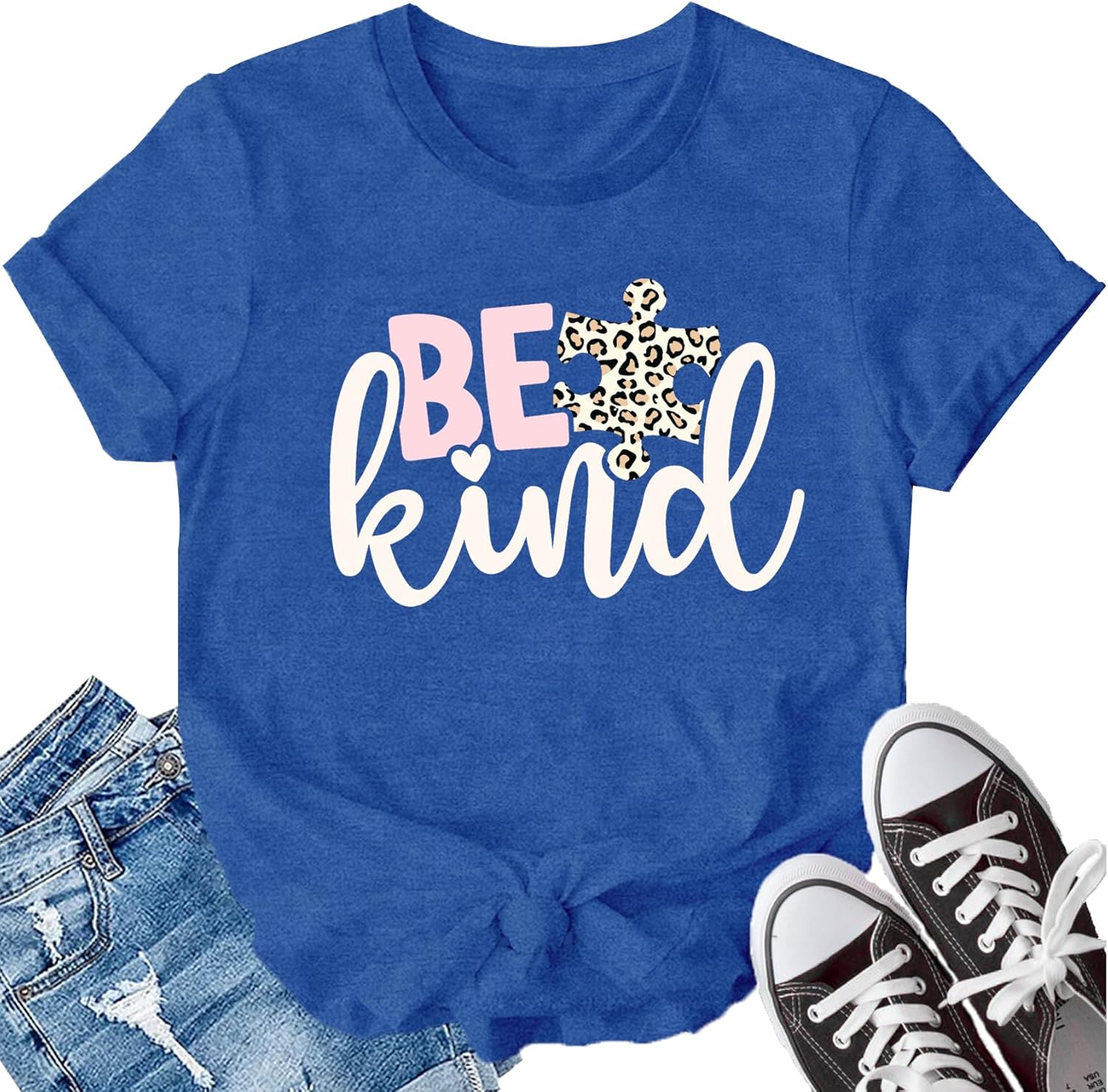 LBP Autism Awareness Shirt for Women Mental Health T-Shirt Be Kind Autism Tee Inspirational Tops