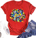 Autism Support Shirt Women Autism Awareness T-Shirt Special Education Teacher Tee Autism Puzzle Tops