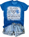 Autism Awareness Shirt Women: in April We Wear Blue Shirts Special Education Teacher Shirt Mental Health Tee Tops