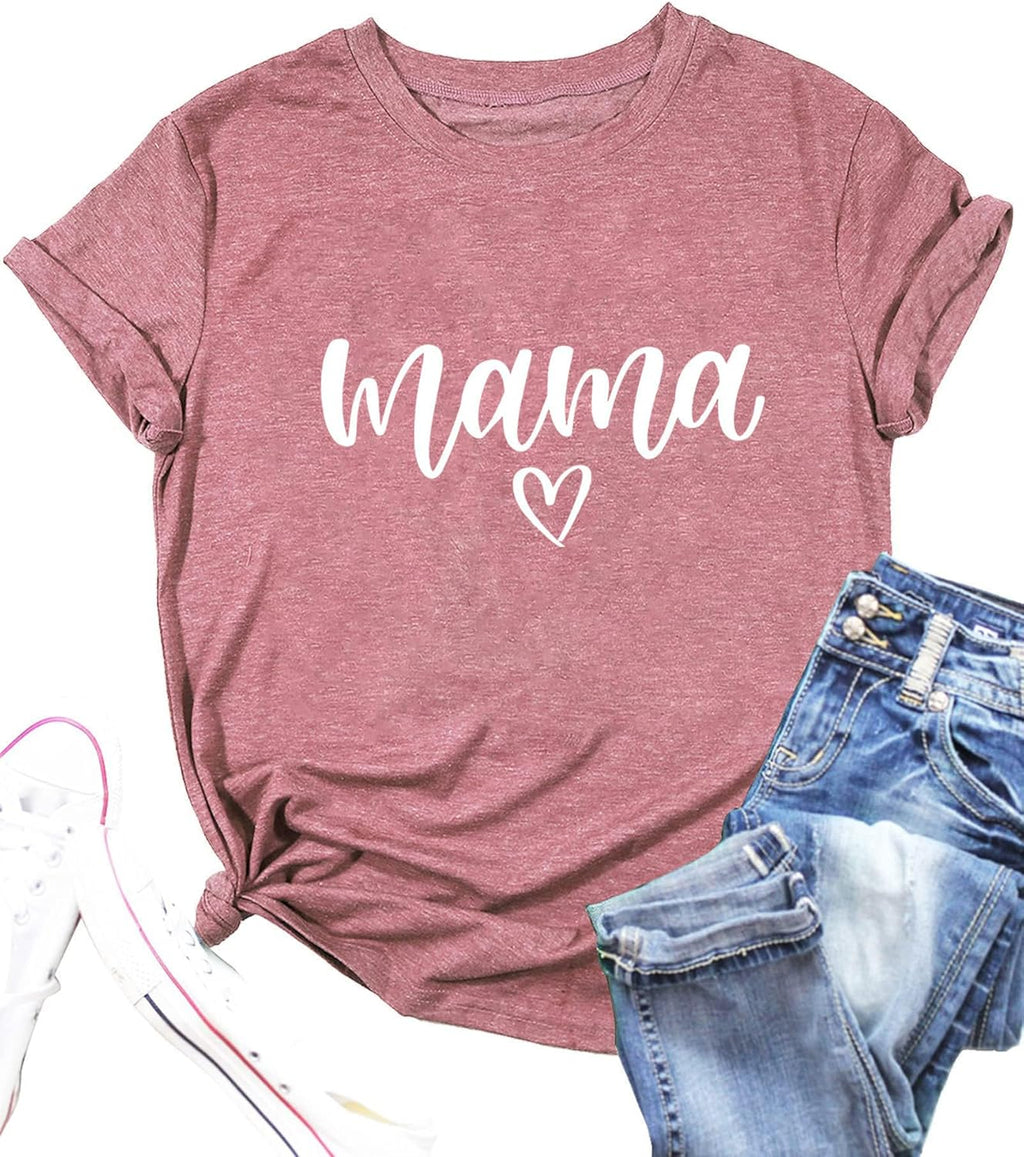 Mama Shirt Letter Printed Mom Life Tshirts Mom Mama Floral Wild Flowers Casual Short Sleeve Mother's Day Tee Tops