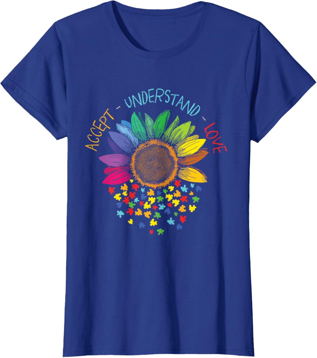 Autism Awareness Accept Understand Love ASD Rainbow Flower