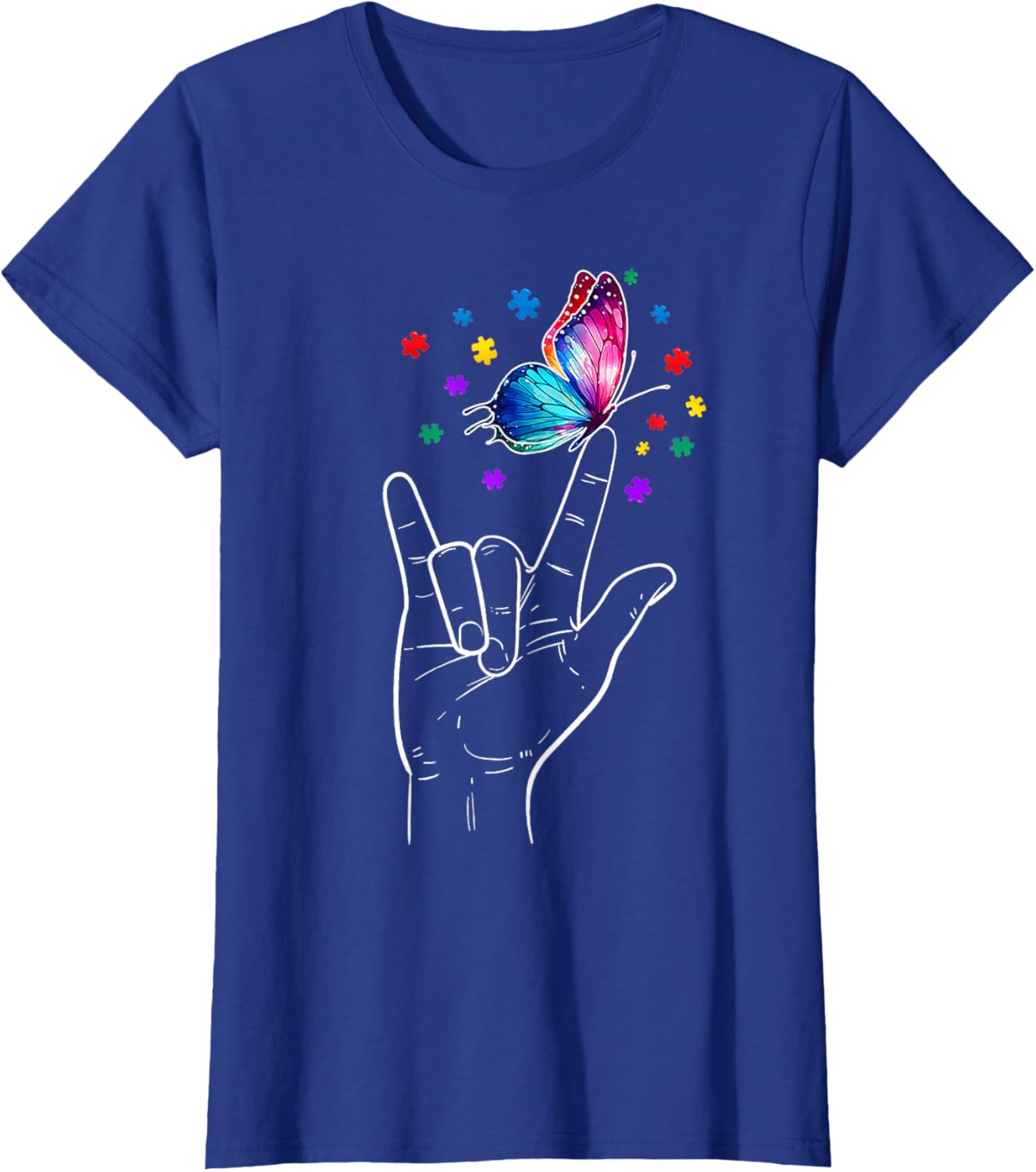 I Love You Hand Sign Language Butterfly Autism Awareness