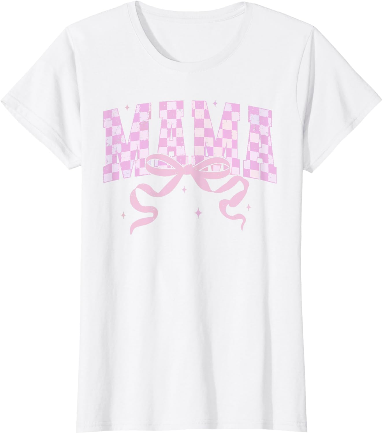 Retro Checkered Mama Coquette Mother's Day Pink Bow