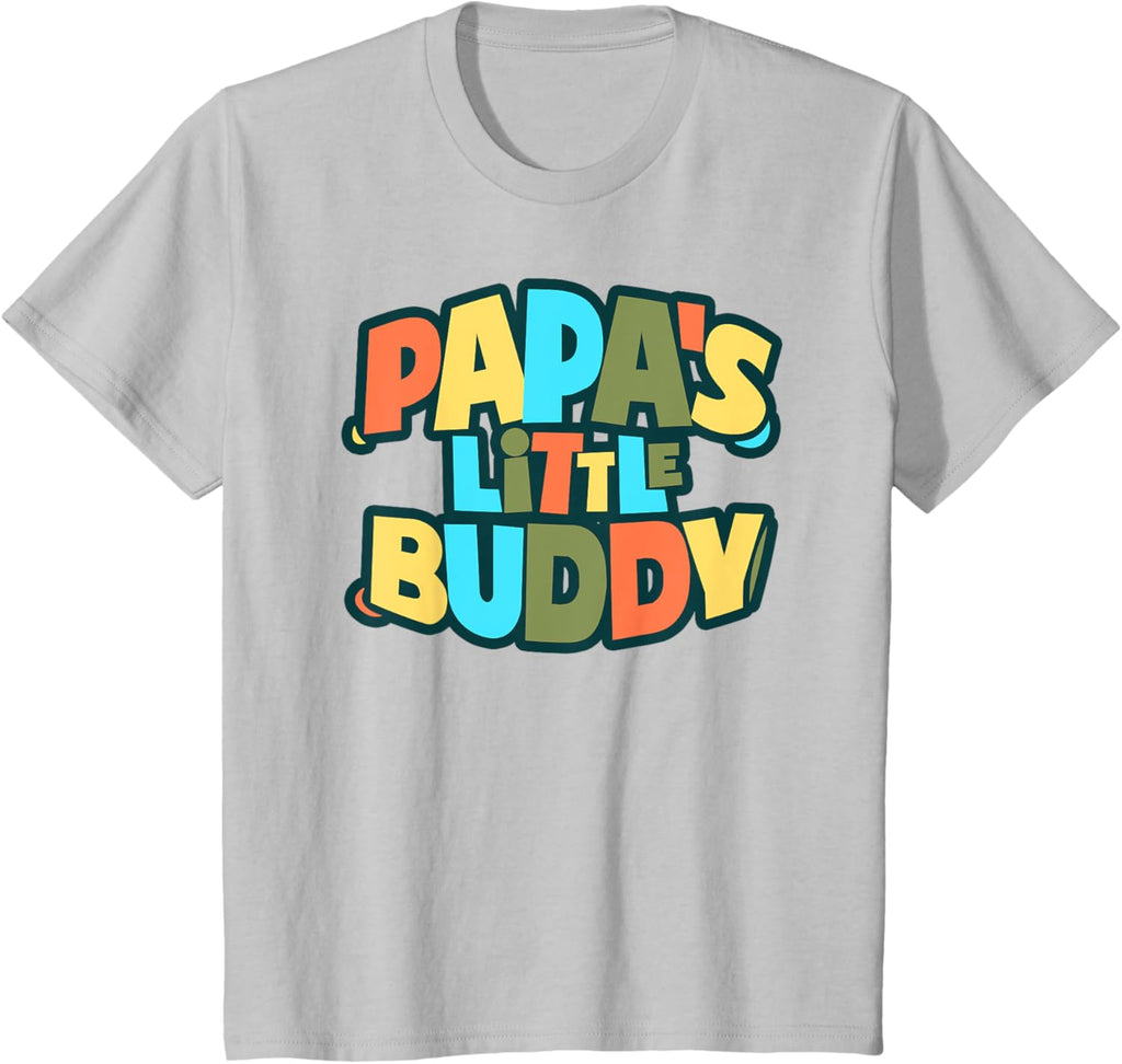 Kids Papa's Little Buddy Shirt Cute Toddlers Fathers Day Outfit