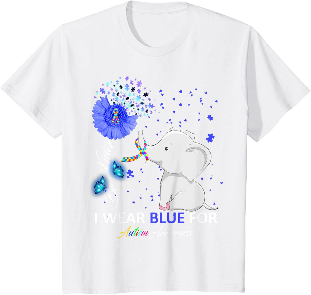 I Wear Blue Autism Awareness - Elephant Autism Awareness
