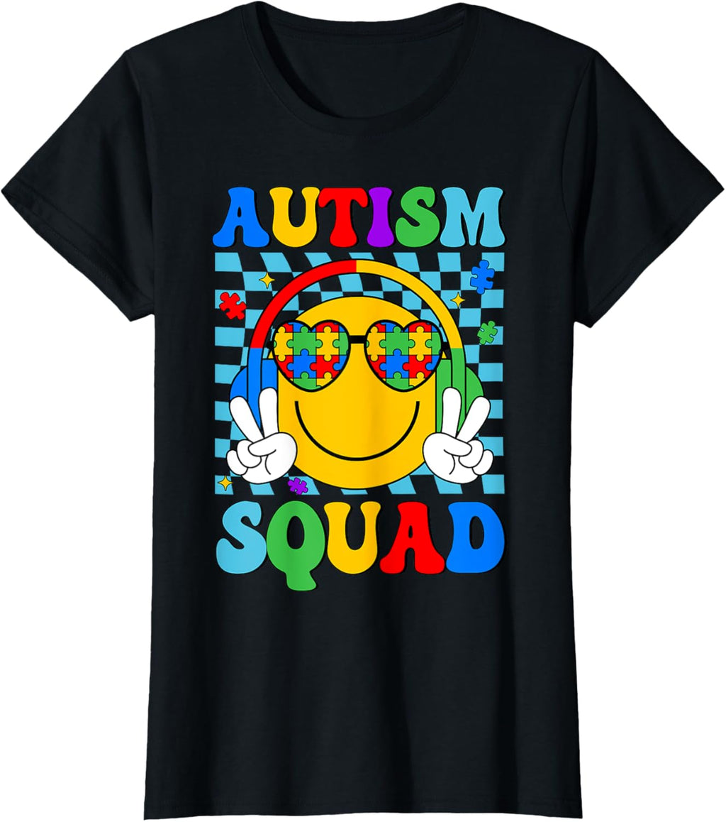 Autism Awareness Autism Squad Support Smile Face Women Men