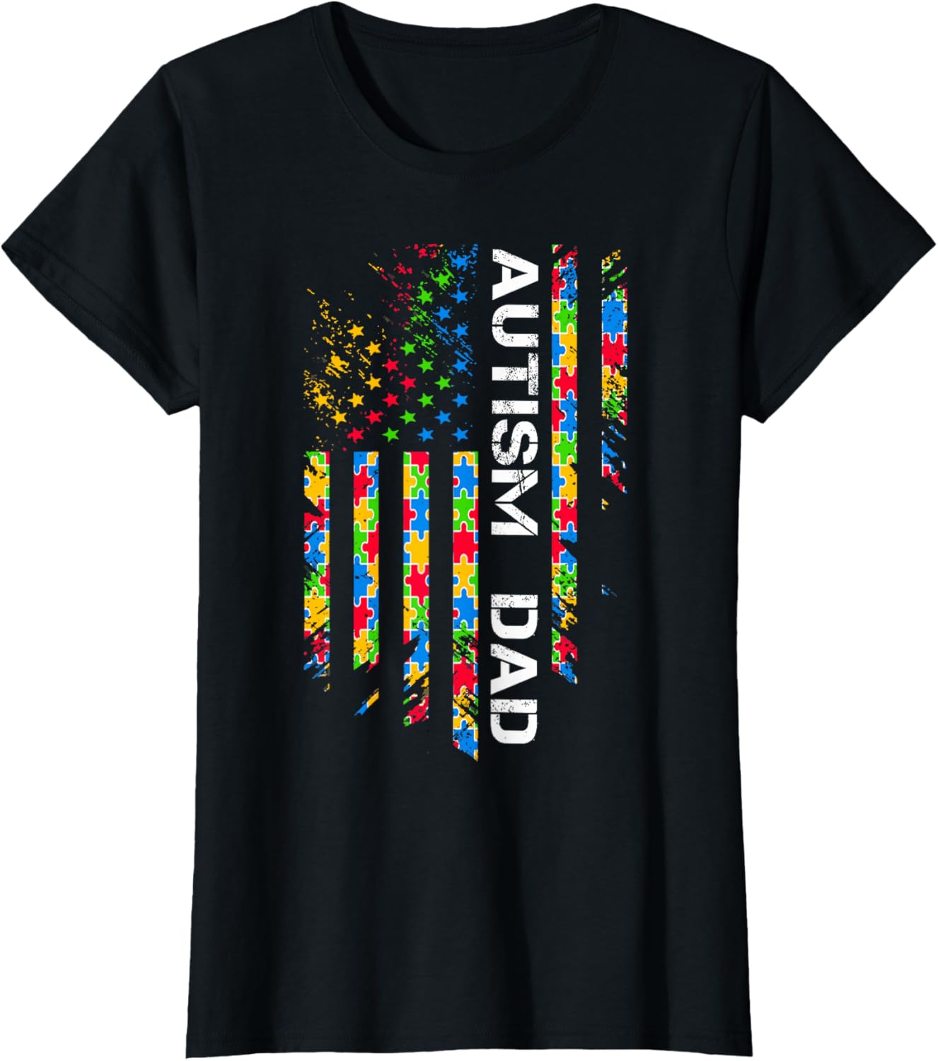 Autism Dad Awareness American Flag USA