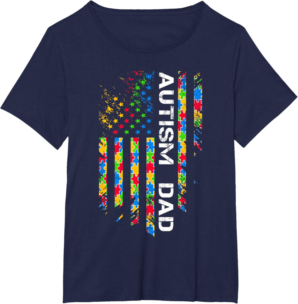 Autism Dad Awareness American Flag USA