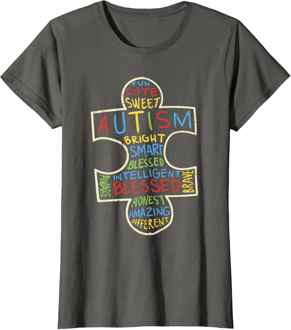 Autism Awareness Shirt Puzzle Piece Words Autistic Gift