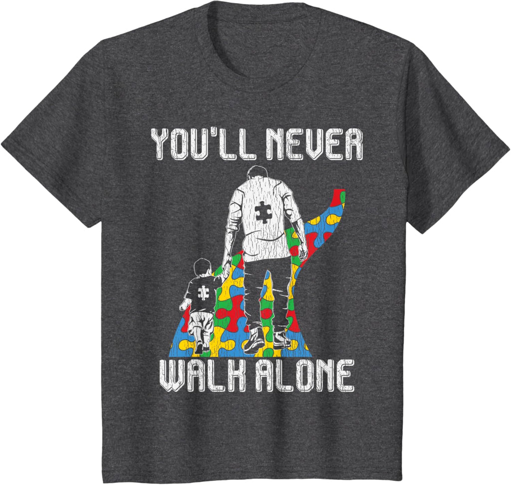 Vintage Father Son Family Autistic Kids Autism Awareness Dad