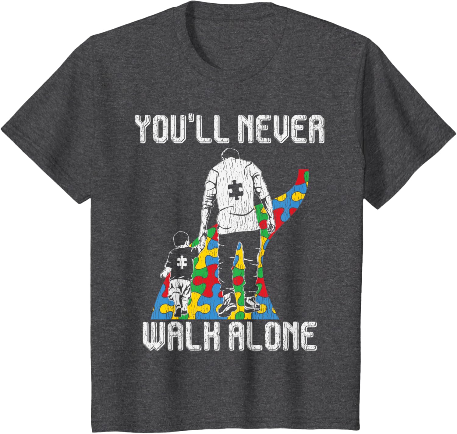 Vintage Father Son Family Autistic Kids Autism Awareness Dad