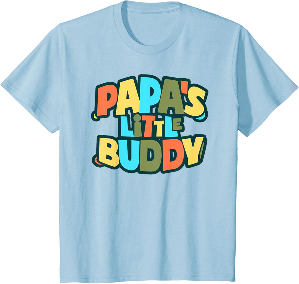 Kids Papa's Little Buddy Shirt Cute Toddlers Fathers Day Outfit