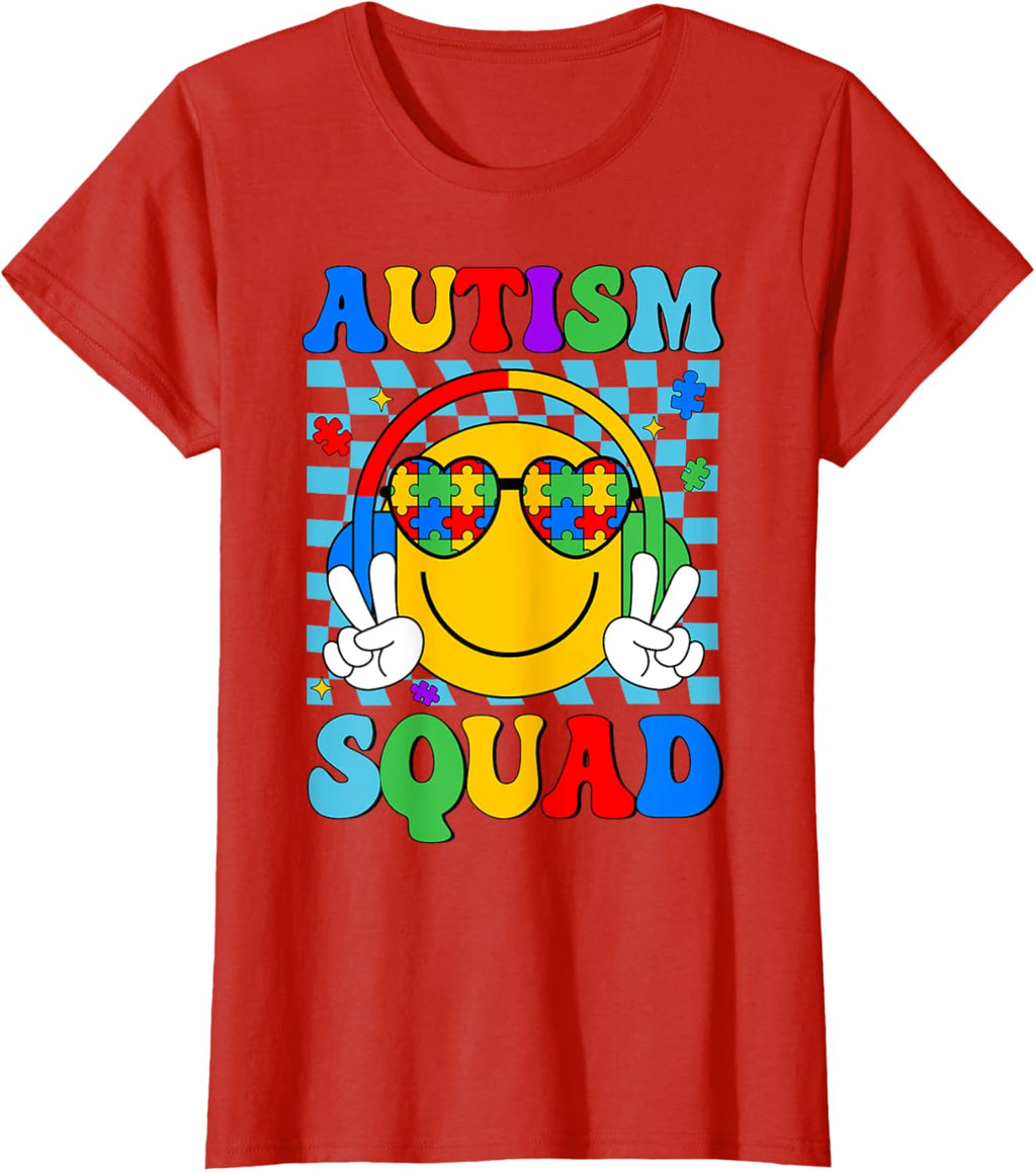 Autism Awareness Autism Squad Support Smile Face Women Men