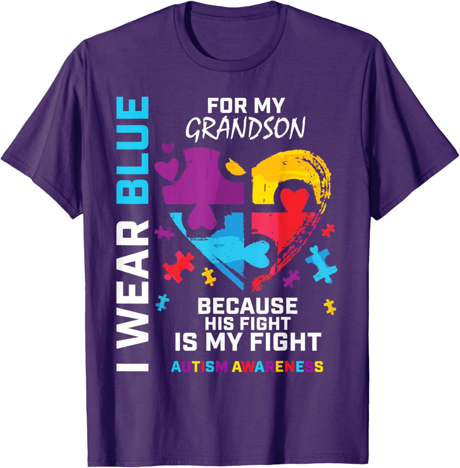 Grandma Grandpa I Wear Blue For My Grandson Autism Awareness