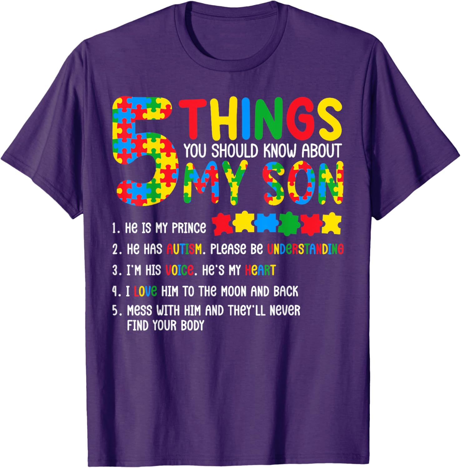 Autism Awareness Shirt 5 Things You Should Know About My Son