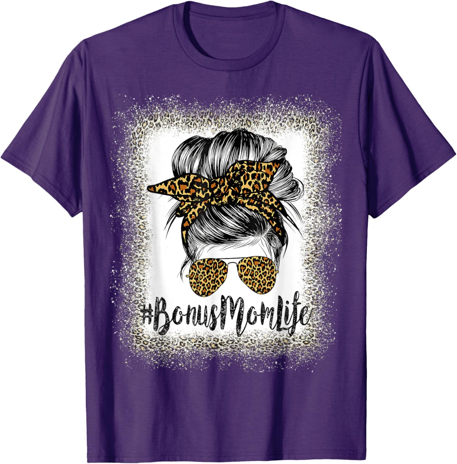 Bonus Mom Life Hair Bandana Glasses Leopard Mother's Day T