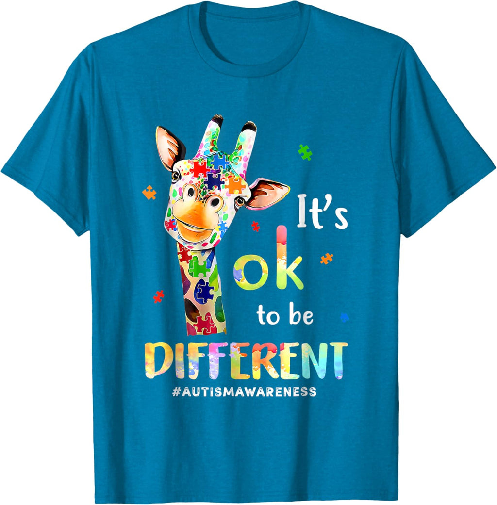 Autism Awareness Cute Giraffe Animal Its Ok To Be Different