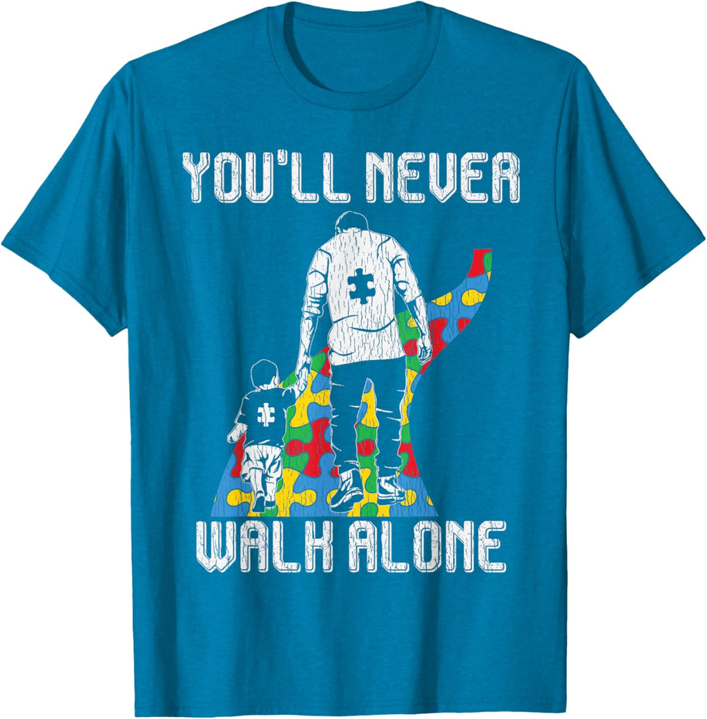 Vintage Father Son Family Autistic Kids Autism Awareness Dad