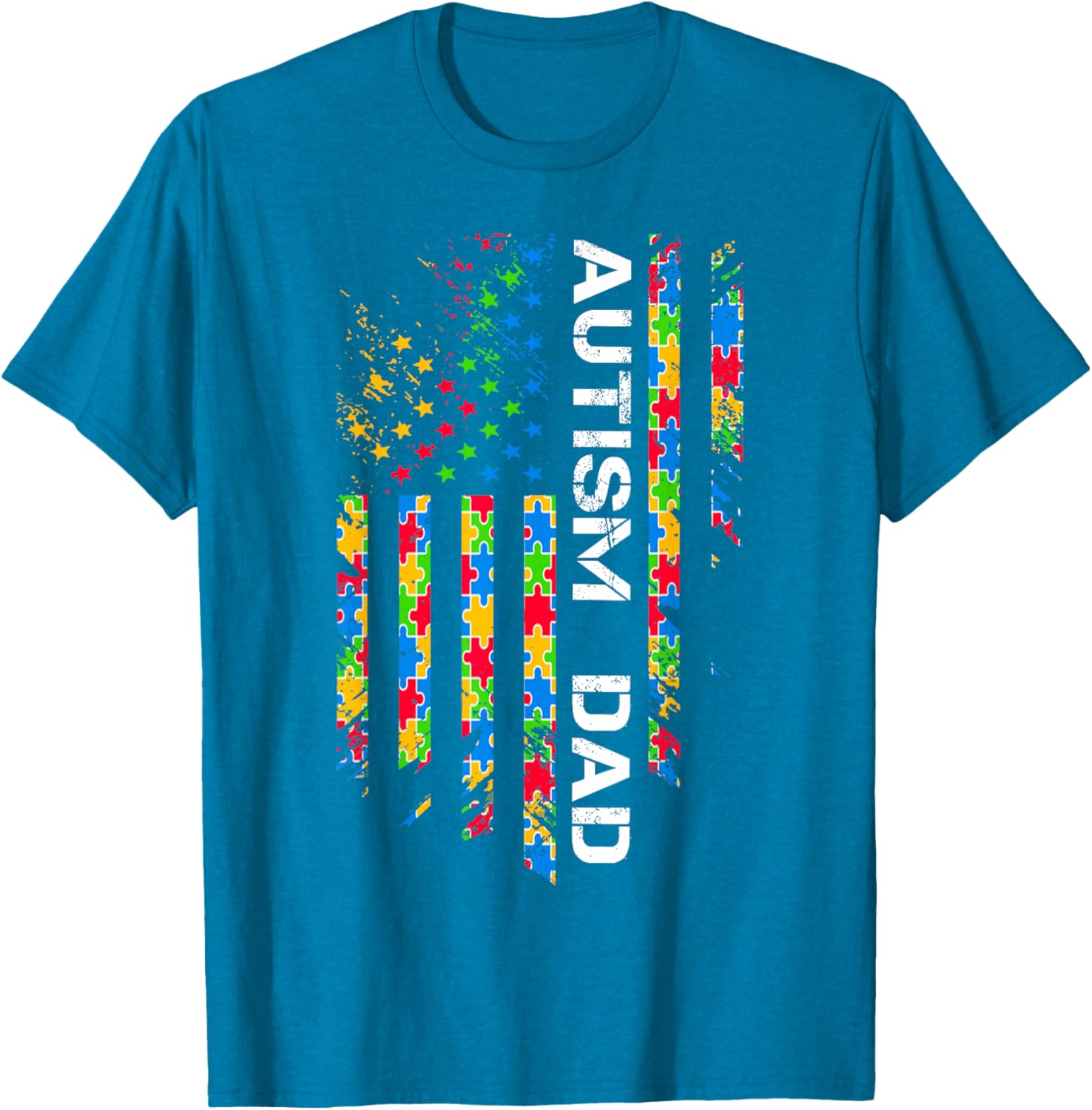 Autism Dad Awareness American Flag USA