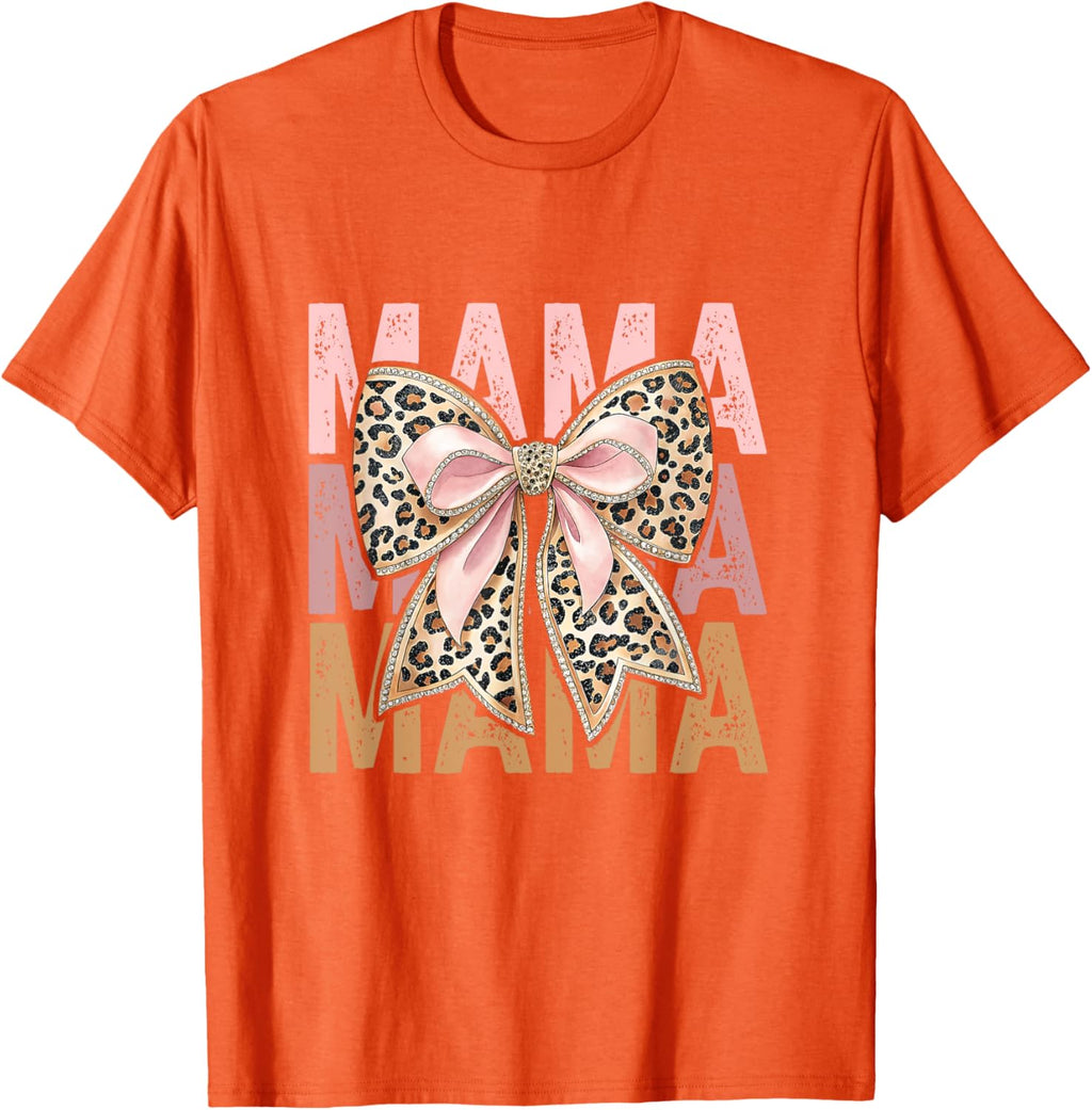 Retro Leopard Mama,Cute Mom Retro Coquette Bow Mother's Day