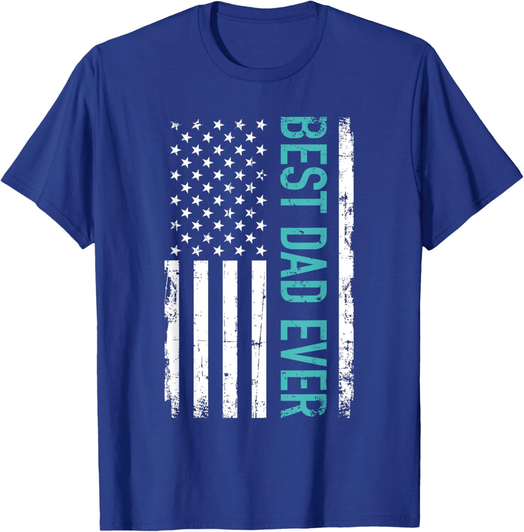 Father's day Best dad ever with US american flag Short Sleeve