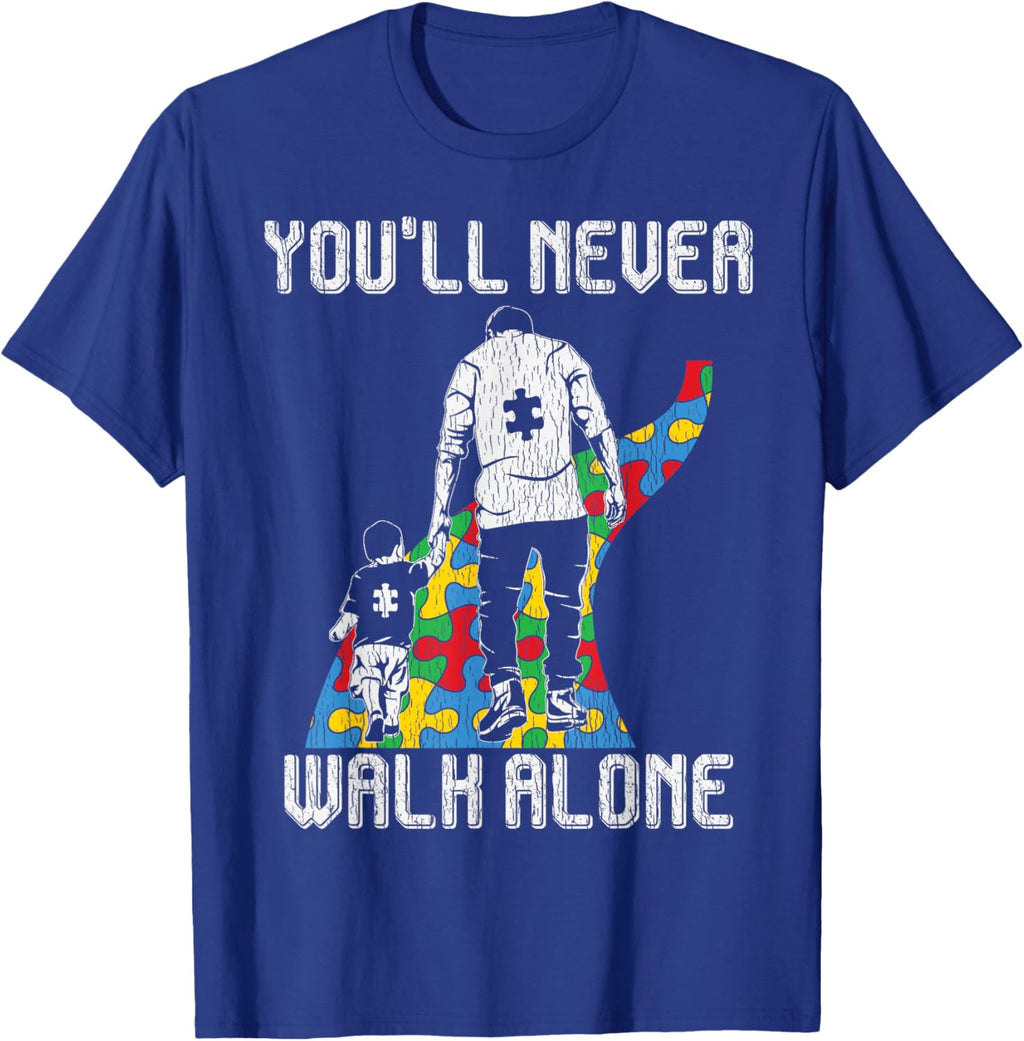 Vintage Father Son Family Autistic Kids Autism Awareness Dad