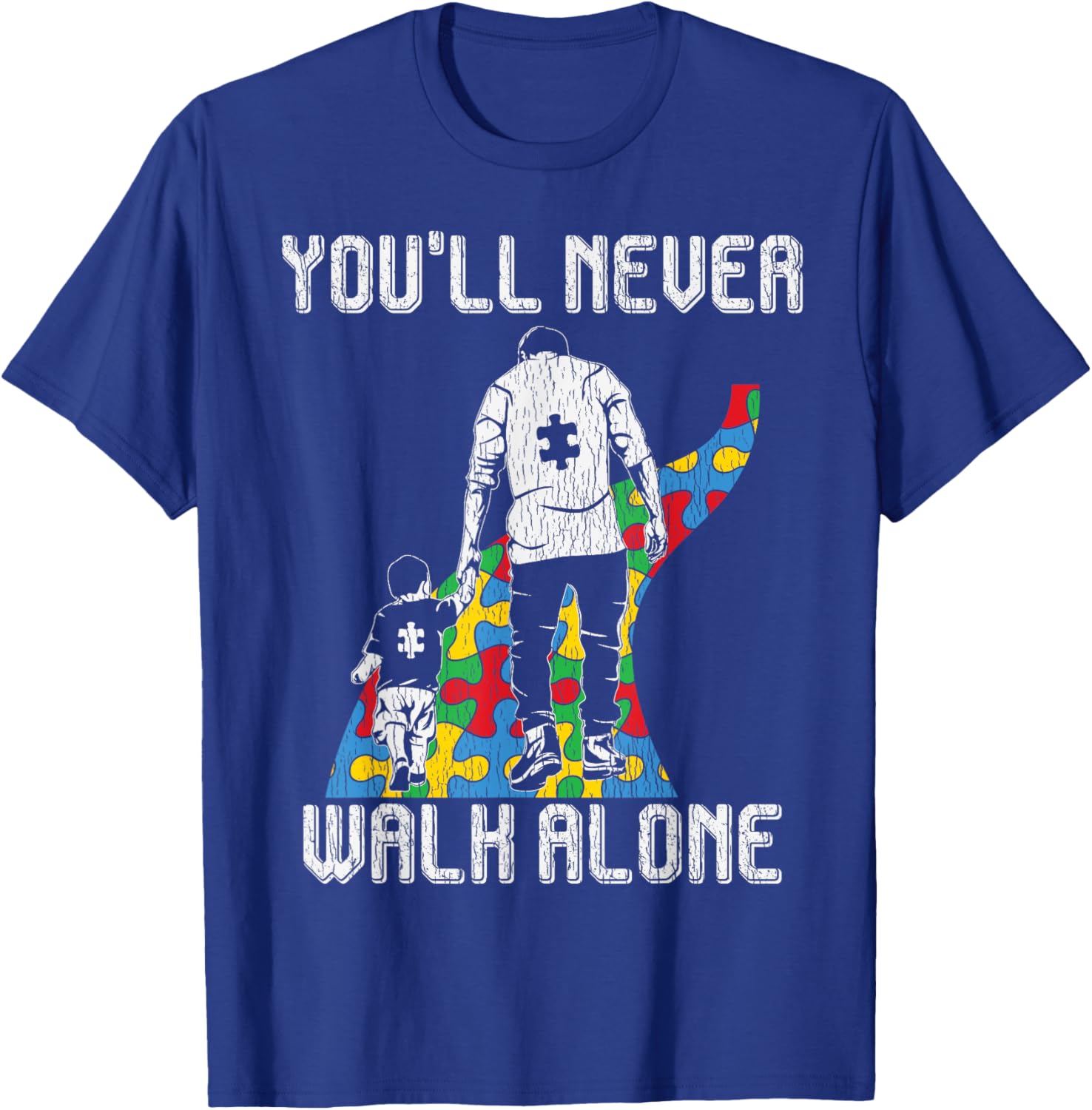 Vintage Father Son Family Autistic Kids Autism Awareness Dad