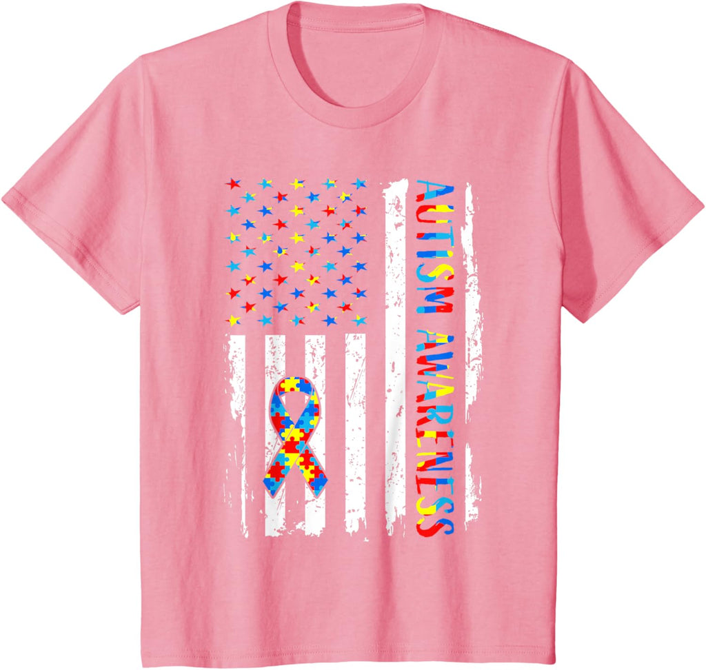 Autism Awareness Mom Dad USA flag Autistic Awareness Autism
