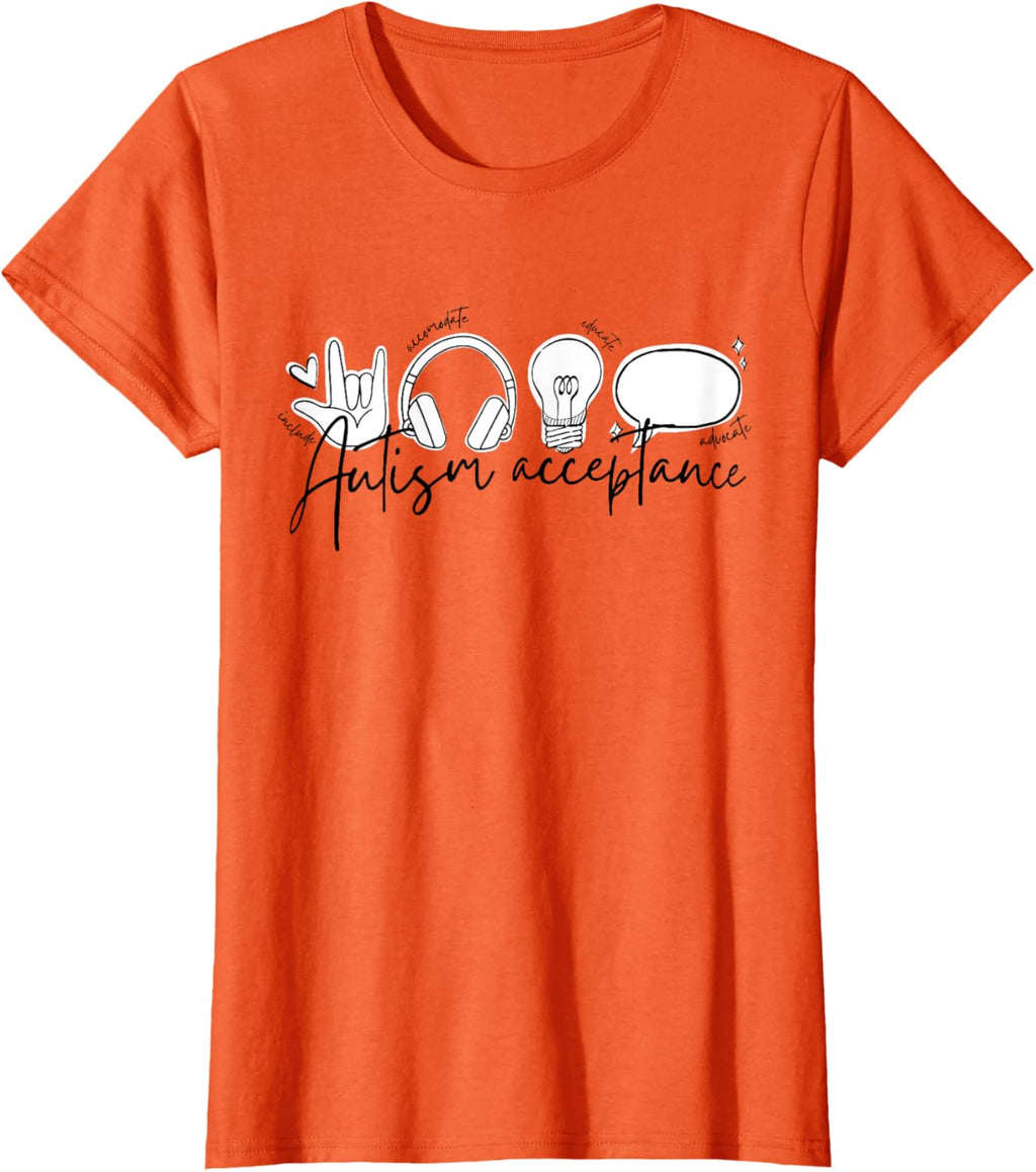 Autism Awareness Acceptance Shirt Support Mom Women Kid