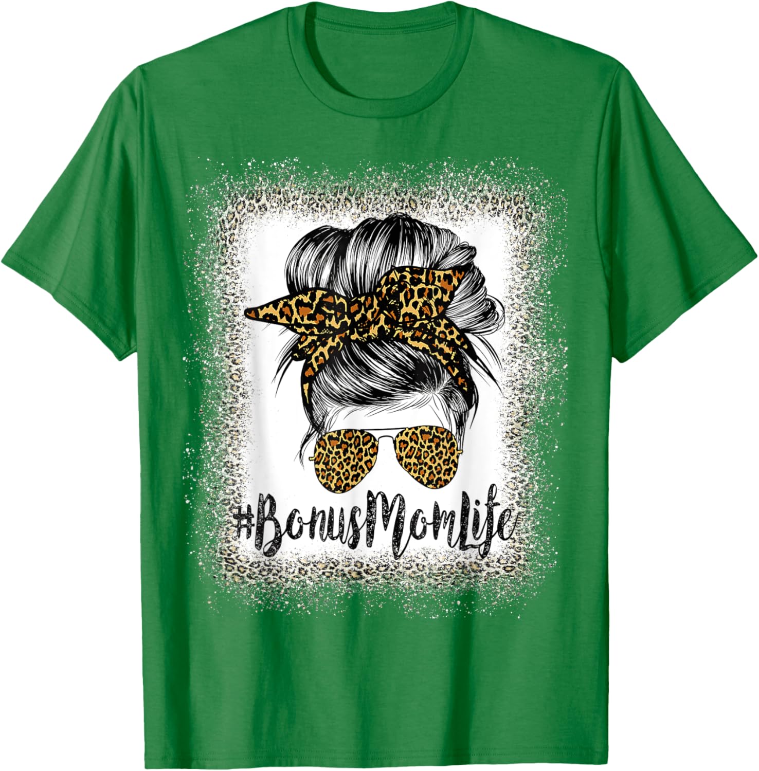 Bonus Mom Life Hair Bandana Glasses Leopard Mother's Day T