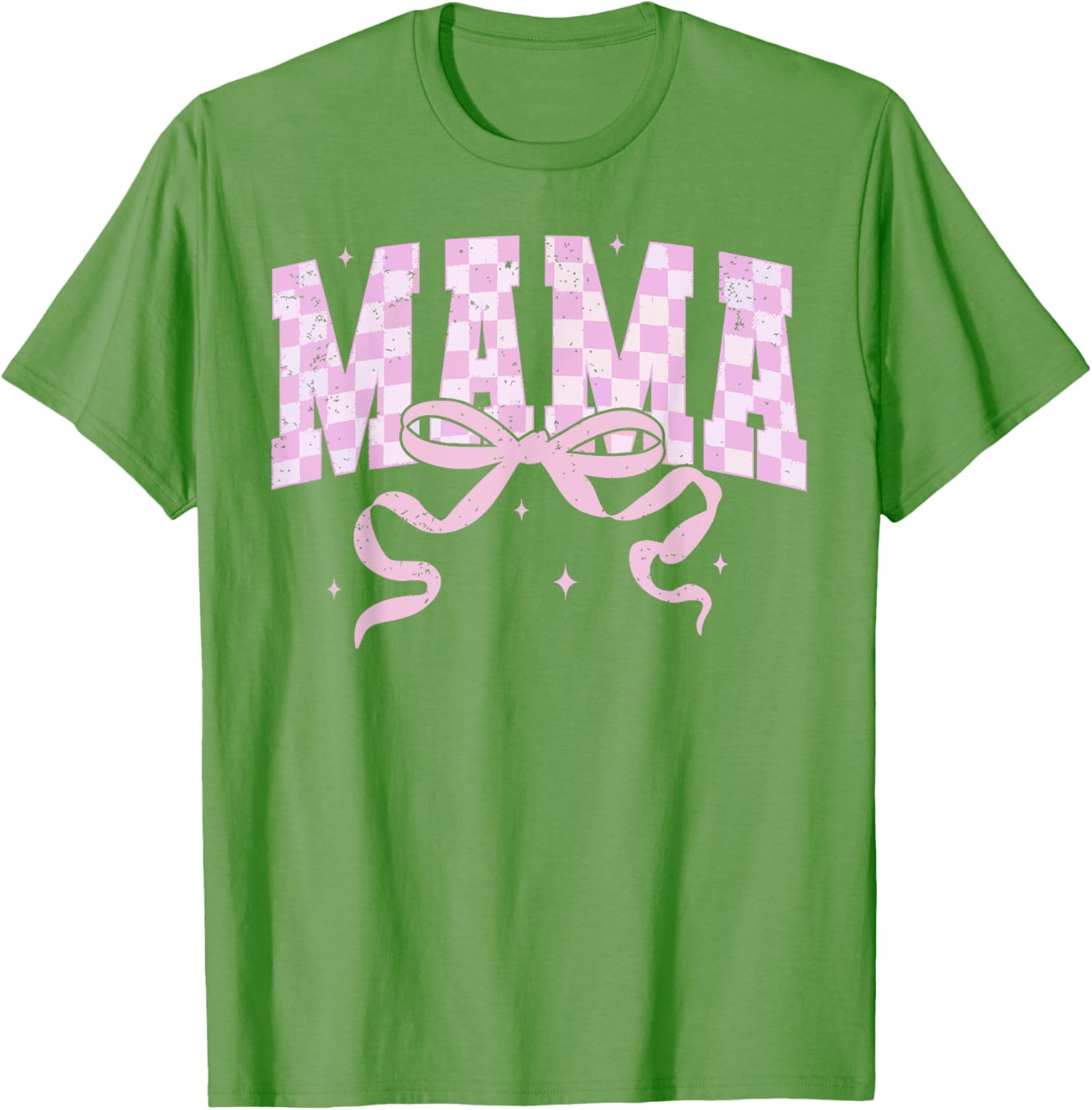 Retro Checkered Mama Coquette Mother's Day Pink Bow