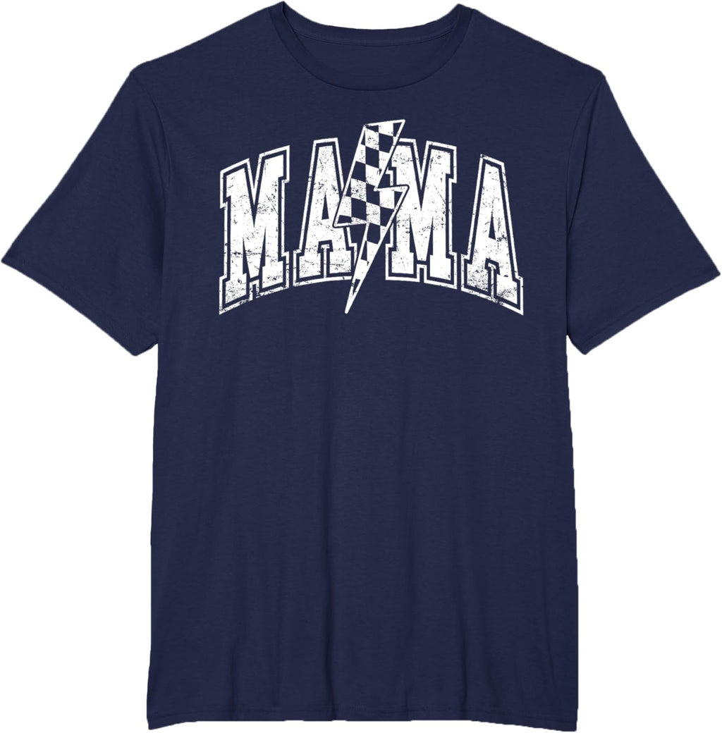 Mama Lightning Bolt Checkered Varsity Mom Women Mother's Day Mother Shirt