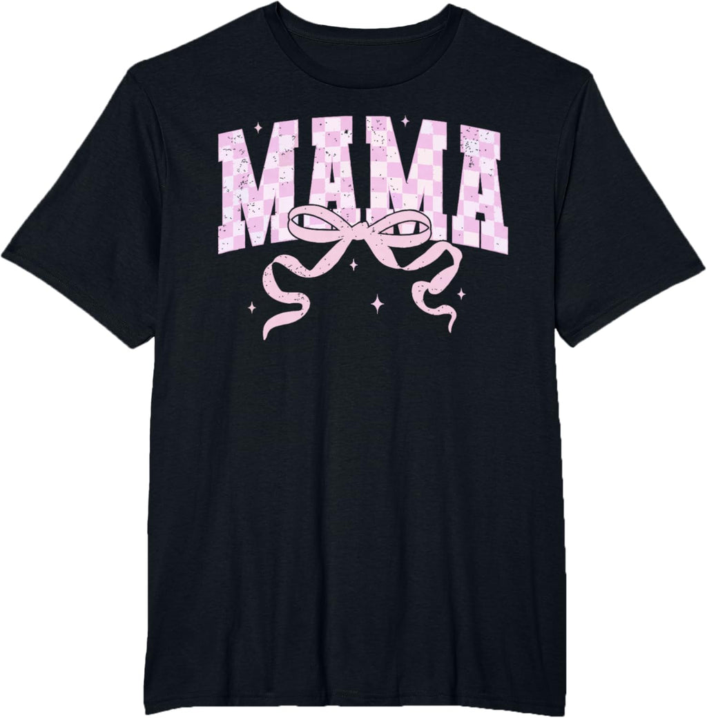 Retro Checkered Mama Coquette Mother's Day Pink Bow