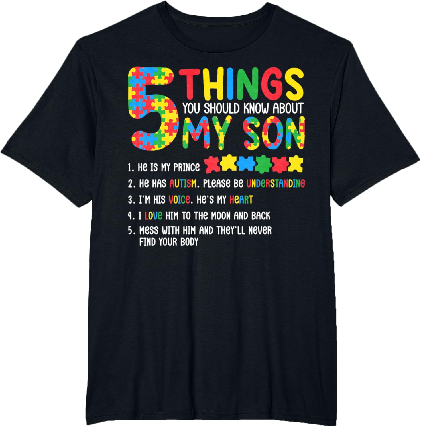 Autism Awareness Shirt 5 Things You Should Know About My Son
