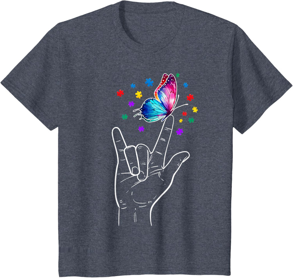 I Love You Hand Sign Language Butterfly Autism Awareness