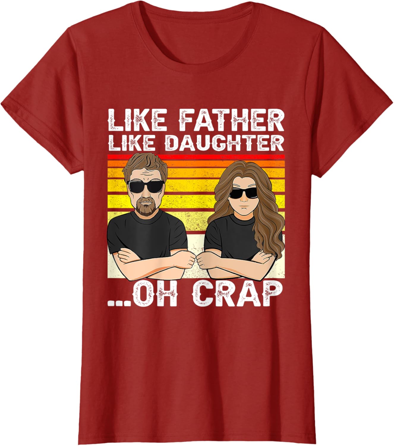Vintage Retro Dad and Daughter Family Matching Tee - Like Father Like Daughter Oh Crap - Funny Fathers Day T-Shirt - Black - Women's - Small - Short Sleeve - Cotton 100%