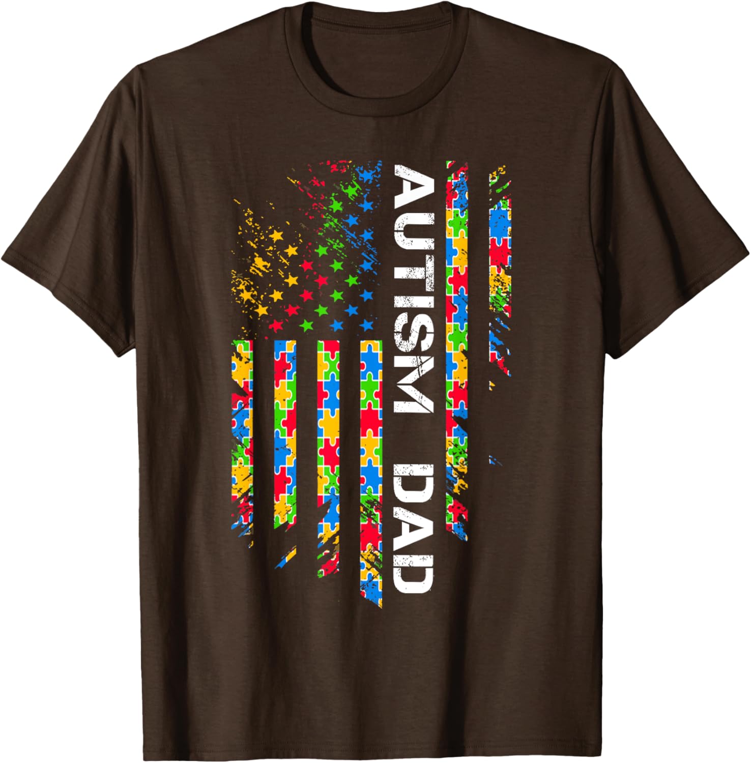 Autism Dad Awareness American Flag USA
