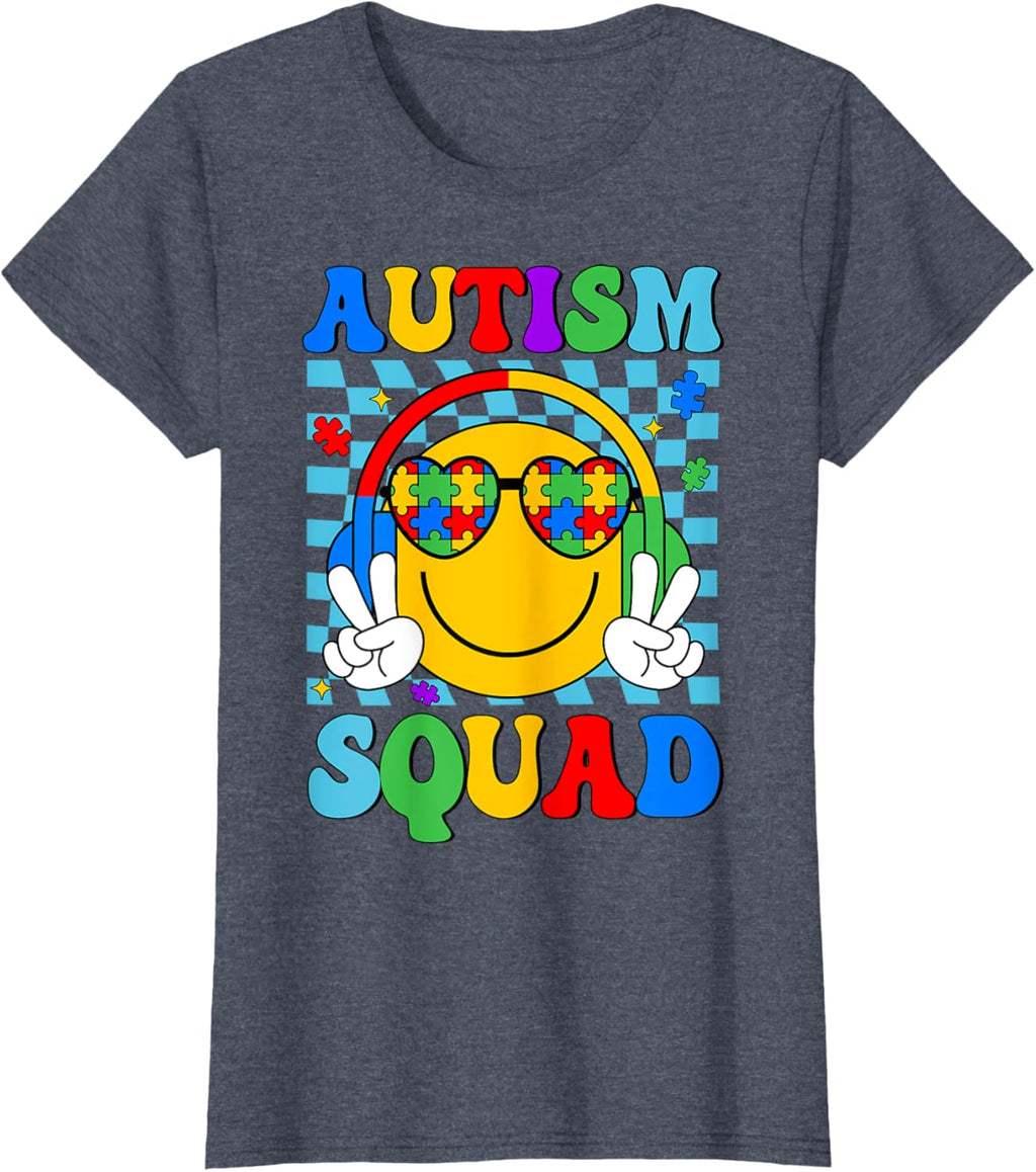 Autism Awareness Autism Squad Support Smile Face Women Men