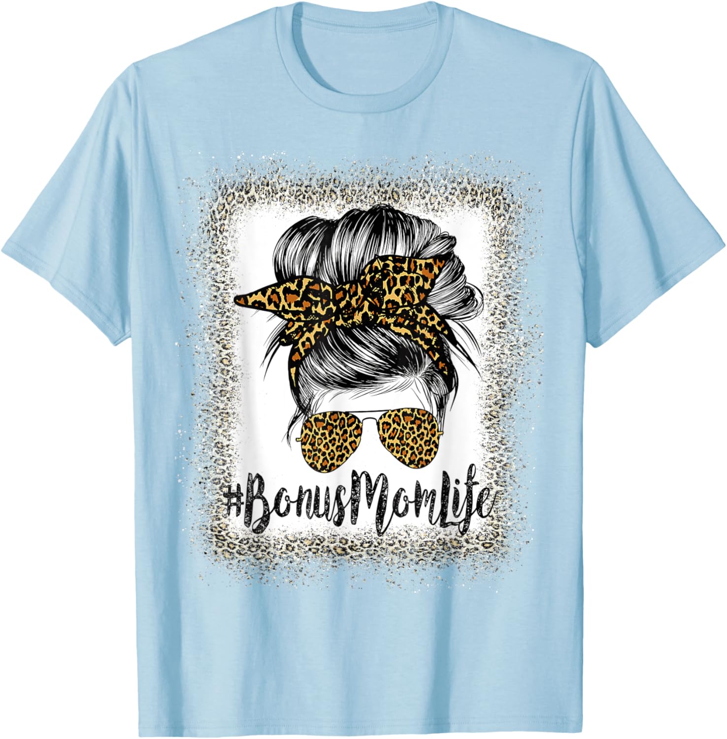 Bonus Mom Life Hair Bandana Glasses Leopard Mother's Day T