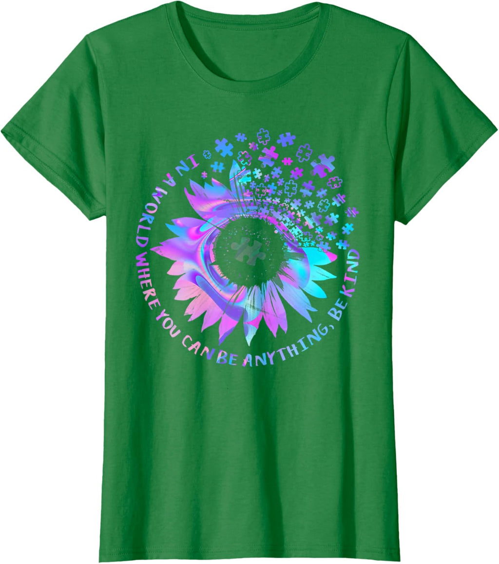 Be Kind Autism Awareness Kindness Sunflower Tie Dye Puzzle